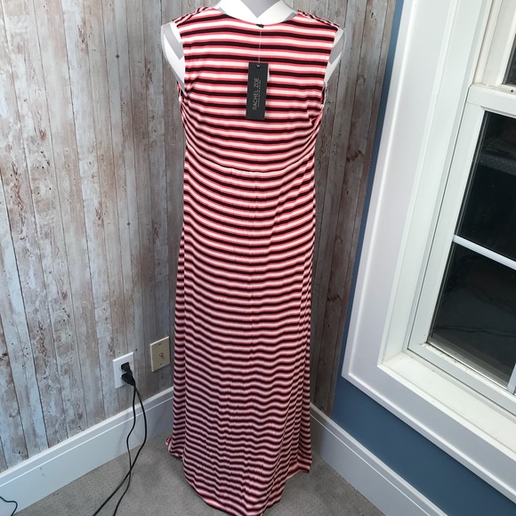 NWT Rachel Zoe knot front striped maxi dress M mat - Picture 5 of 8